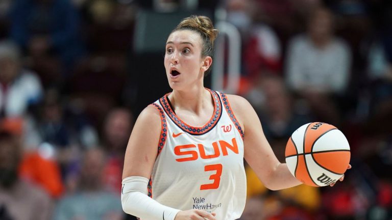 Connecticut Sun guard Marina Mabrey (3) during a WNBA basketball game against the Washington Mystics in Uncasville, Conn., Sunday, May 18, 2025. (Vera Nieuwenhuis/AP)